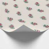 かわいらしいピンクのバラのガーリーなヴィンテージの壁紙パターン ラッピングペーパー (角)