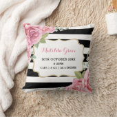 かわいらしいピンクのバラのパリの女の赤ちゃんの誕生Stats クッション (ブランケット)