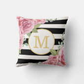 かわいらしいピンクのバラのパリの女の赤ちゃんの誕生Stats クッション (裏面)