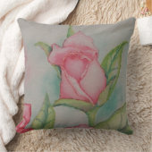 かわいらしいピンクのバラの水彩画のパステルCricketDiane クッション (ブランケット)
