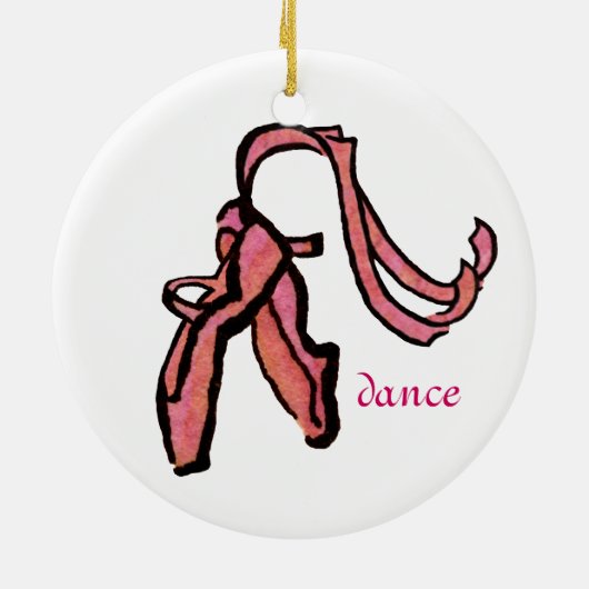 かわいらしいピンクのバレエのスリッパ セラミックオーナメント (裏面)
