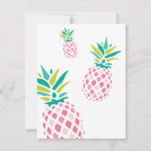 かわいらしいピンクのパイナップルはメッセージカード感謝していしています 招待状 (裏面)