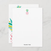 かわいらしいピンクのパイナップルはメッセージカード感謝していしています 招待状 (正面/裏面)