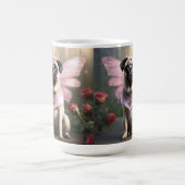 かわいらしいピンクのパグの妖精。 コーヒーマグカップ (中央)