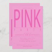 かわいらしいピンクのパーティの招待状 招待状 (正面/裏面)