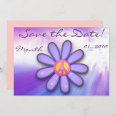 かわいらしいピンクのピースサインAnnouncemets セーブザデート (正面/裏面)