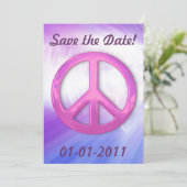 かわいらしいピンクのピースサインAnnouncemets セーブザデート (スタンド正面)