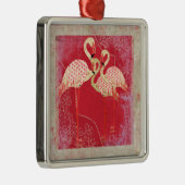 かわいらしいピンクのフラミンゴのオーナメント メタルオーナメント (右)