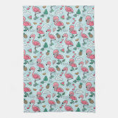 かわいらしいピンクのフラミンゴの台所 キッチンタオル (縦)