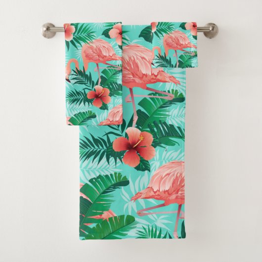 かわいらしいピンクのフラミンゴ バスタオルセット (インサイチュ)