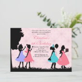 かわいらしいピンクのプリンセスの妖精の誕生会 招待状 (スタンド正面)