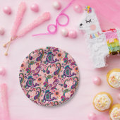 かわいらしいピンクのペイズリーパターン ペーパープレート (パーティー)