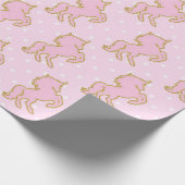 かわいらしいピンクのユニコーンの包装紙 ラッピングペーパー (角)