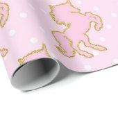 かわいらしいピンクのユニコーンの包装紙 ラッピングペーパー (ロールコーナー)