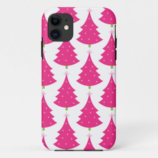 かわいらしいピンクのレトロのクリスマスツリーパターン Case-Mate iPhoneケース (裏面)