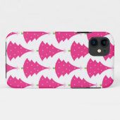 かわいらしいピンクのレトロのクリスマスツリーパターン Case-Mate iPhoneケース (裏面(横))
