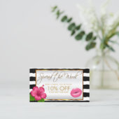 かわいらしいピンクの口紅ビジネス紹介 紹介カード (スタンド正面)