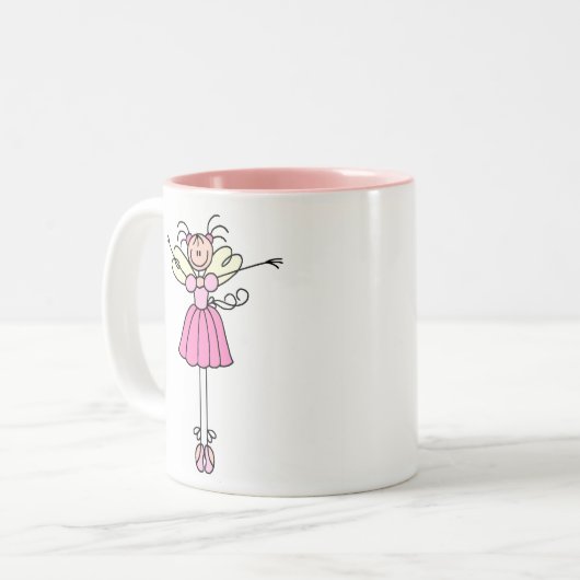 かわいらしいピンクの天使のバレリーナのマグ ツートーンマグカップ (正面左)