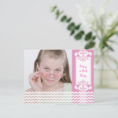 かわいらしいピンクの女の子の誕生日のパーティの招待状 招待状 (スタンド正面)