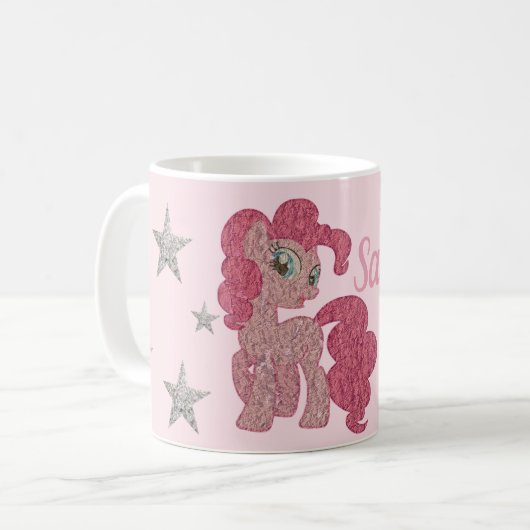 かわいらしいピンクの子馬Personnalised コーヒーマグカップ (正面左)