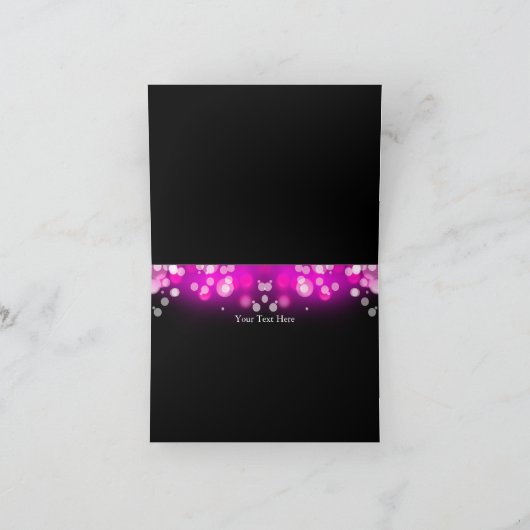 かわいらしいピンクの弓及び輝きのサンキューカード サンキューカード (内部)