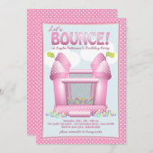 かわいらしいピンクの弾力がある家の誕生日のパーティの招待状 招待状 (正面/裏面)