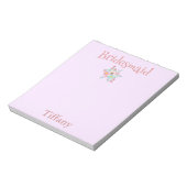 かわいらしいピンクの新婦付添人 ノートパッド (回転)