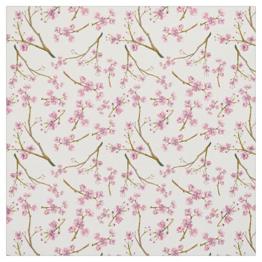 かわいらしいピンクの桜の水彩画パターン ファブリック (見本)
