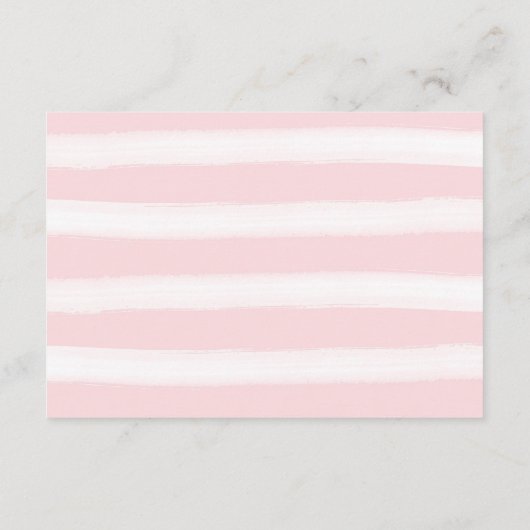 かわいらしいピンクの水彩画のシャクヤクおよびストライプな披露宴 エンクロージャーカード (裏面)