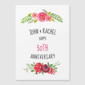 かわいらしいピンクの水彩画のバラ幸せな記念日の文字 (正面)