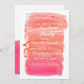かわいらしいピンクの水彩画の卒業のパーティの招待状 招待状 (正面/裏面)