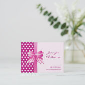 かわいらしいピンクの水玉模様および弓インテリア・デザイナー 名刺 (スタンド正面)