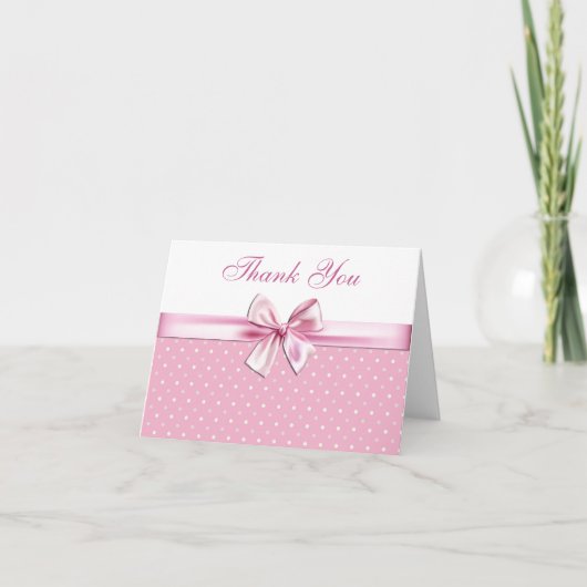 かわいらしいピンクの水玉模様は感謝していしています サンキューカード (正面)