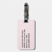 かわいらしいピンクの水玉模様及びフラミンゴのカスタム ラゲッジタグ (裏面縦)