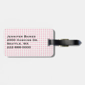 かわいらしいピンクの水玉模様及びフラミンゴのカスタム ラゲッジタグ (裏面横)