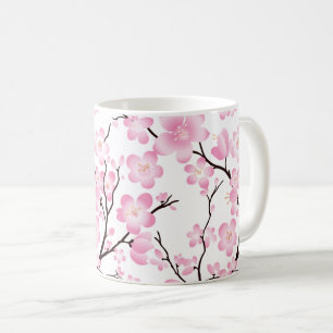かわいらしいピンクの白い桜の敏感なマグ コーヒーマグカップ