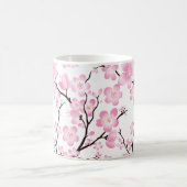 かわいらしいピンクの白い桜の敏感なマグ コーヒーマグカップ (中央)