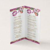 かわいらしいピンクの花のグリッターの唇の指示のサテン 名刺 (内部)