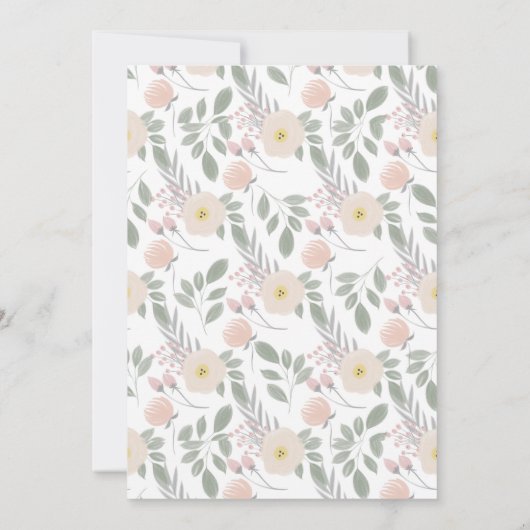 かわいらしいピンクの花のリース|の洗礼 招待状 (裏面)