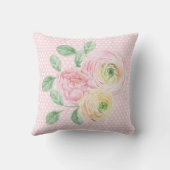 かわいらしいピンクの花の熱気の気球の女の子の子供部屋 クッション (裏面)