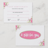 かわいらしいピンクの花ビジネスギフト券 割引カード (正面/裏面)