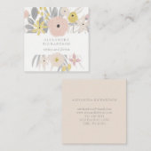 かわいらしいピンクの花フレーム スクエア名刺 (正面/裏面)