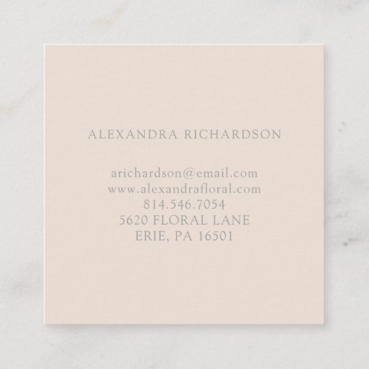 かわいらしいピンクの花フレーム スクエア名刺 (裏面)