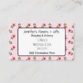 かわいらしいピンクの花柄及び弓名刺 名刺 (正面)