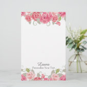 かわいらしいピンクの花柄 便箋 (スタンド正面)