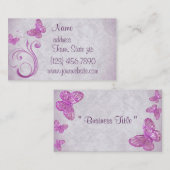 かわいらしいピンクの蝶名刺 名刺 (正面/裏面)