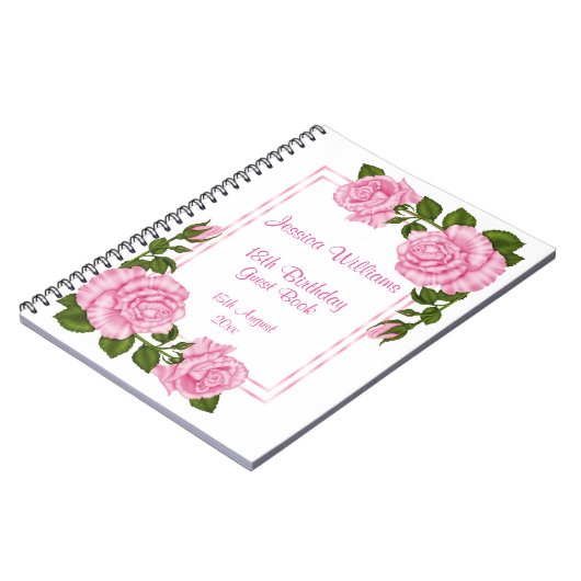 かわいらしいピンクの角の花束の第18誕生日 ノートブック (左側)