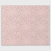 かわいらしいピンクの金ゴールドの紙吹雪の点 ラッピングペーパー (フラット)