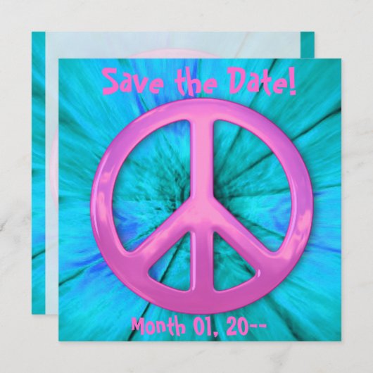 かわいらしいピンクの青抽象的なExplosioをピースサイン セーブザデート (正面/裏面)