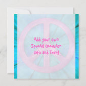 かわいらしいピンクの青抽象的なExplosioをピースサイン セーブザデート (裏面)